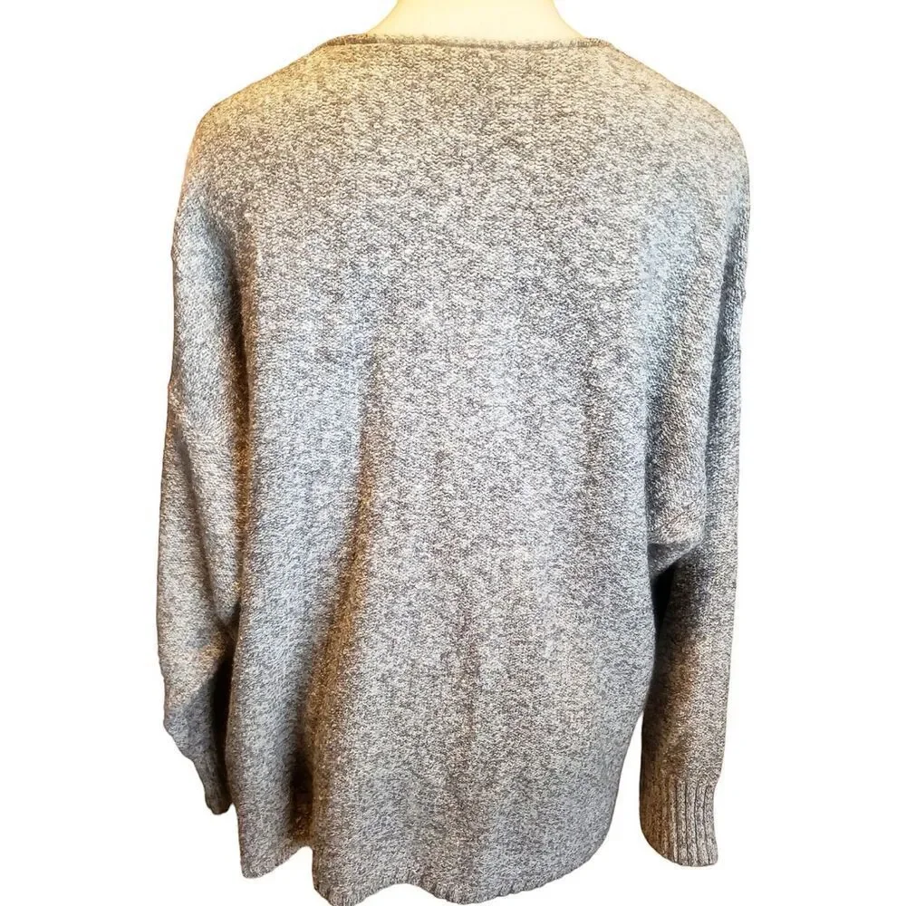 J. Jill Pure Jill Sweater Womens L Gray Knit Oversized Boho Lagenlook Pullover